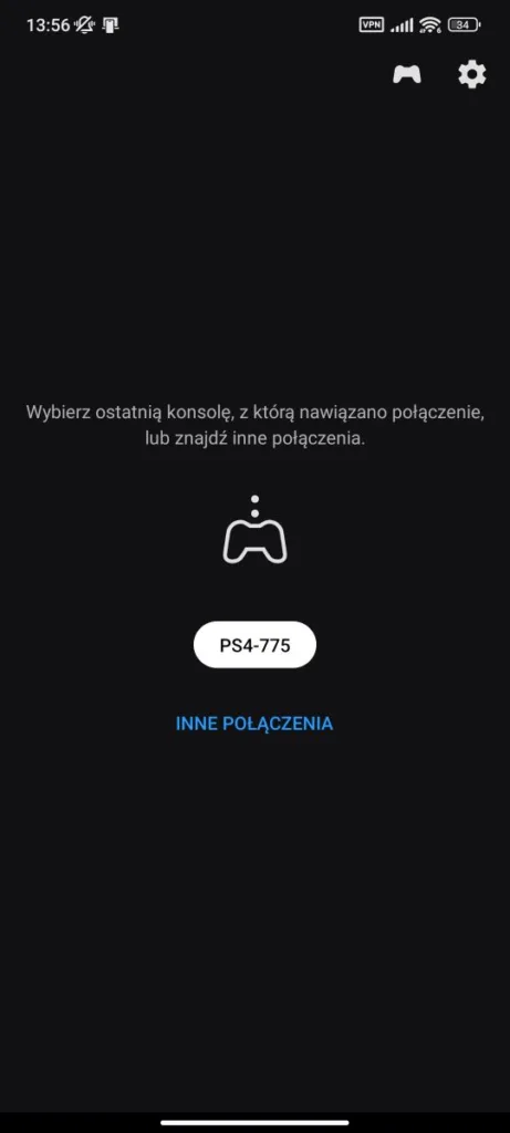 Interfejs oficjalnej aplikacji Sony do Remote Play