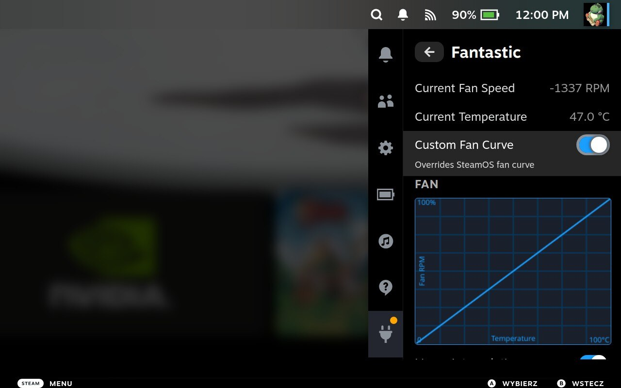 Zarządzenie krzywą wentylatorów na Steam Decku