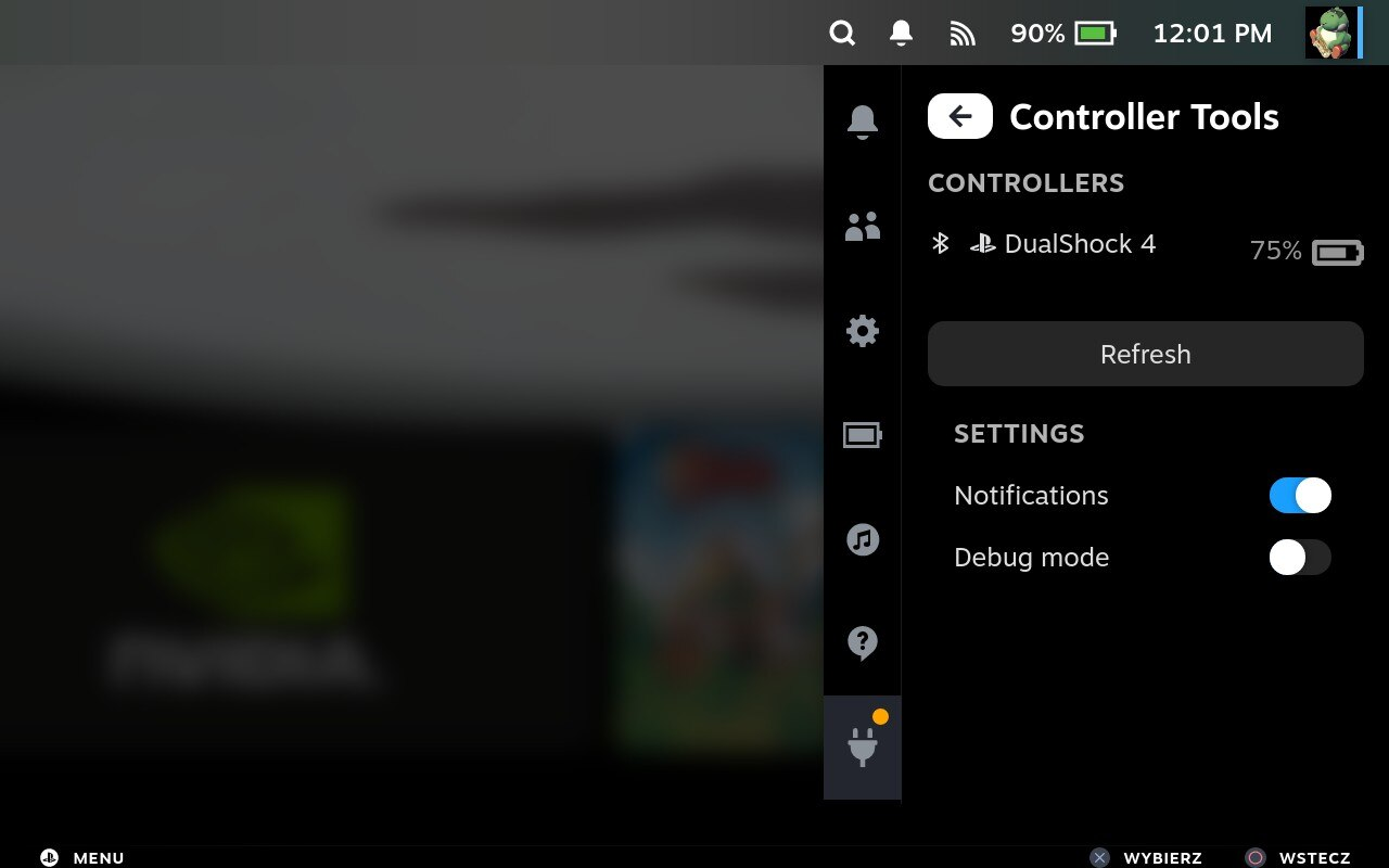 Controller Tools po podłączeniu zewnętrznego pada