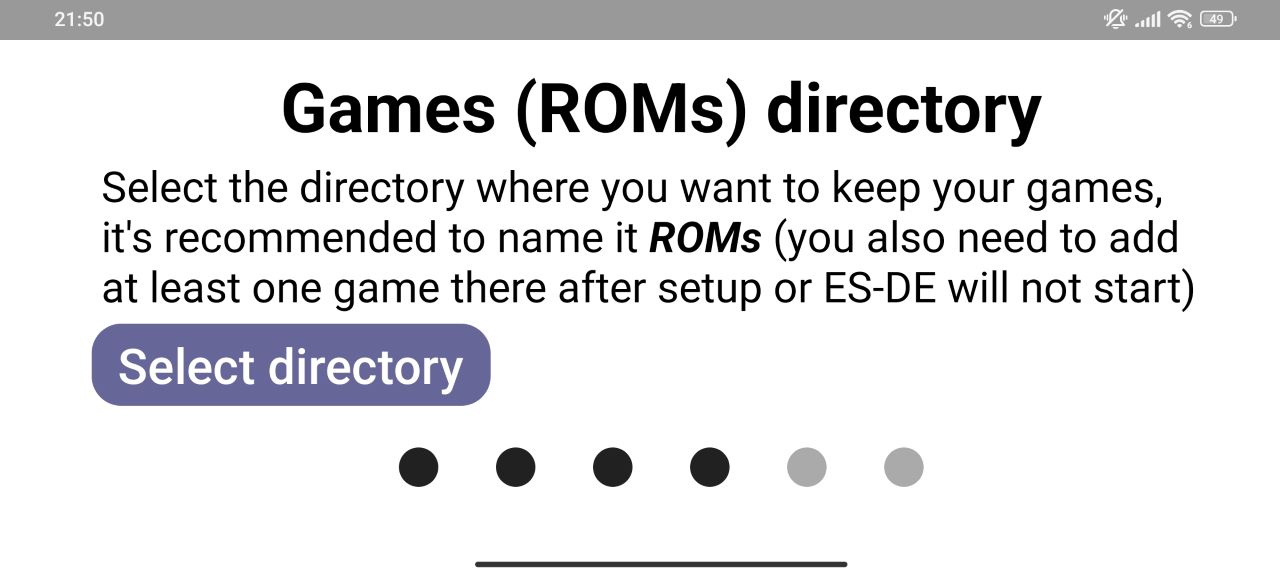 Select Directory for ROM's