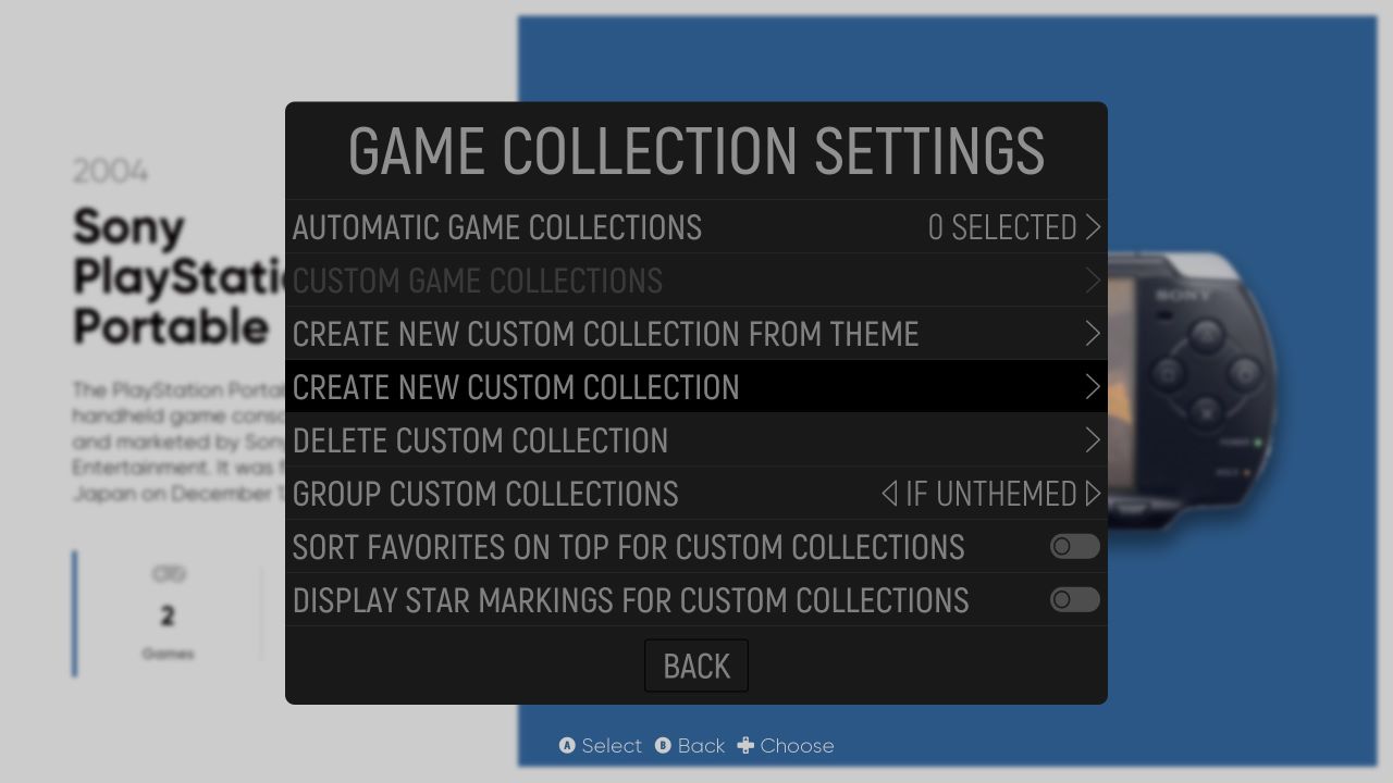 Tworzenie nowej kolekcji w EmulationStation