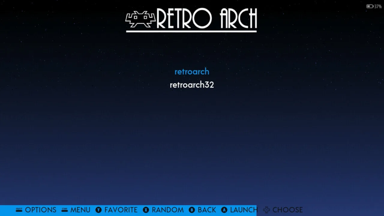 Wybór wersji RetroArch