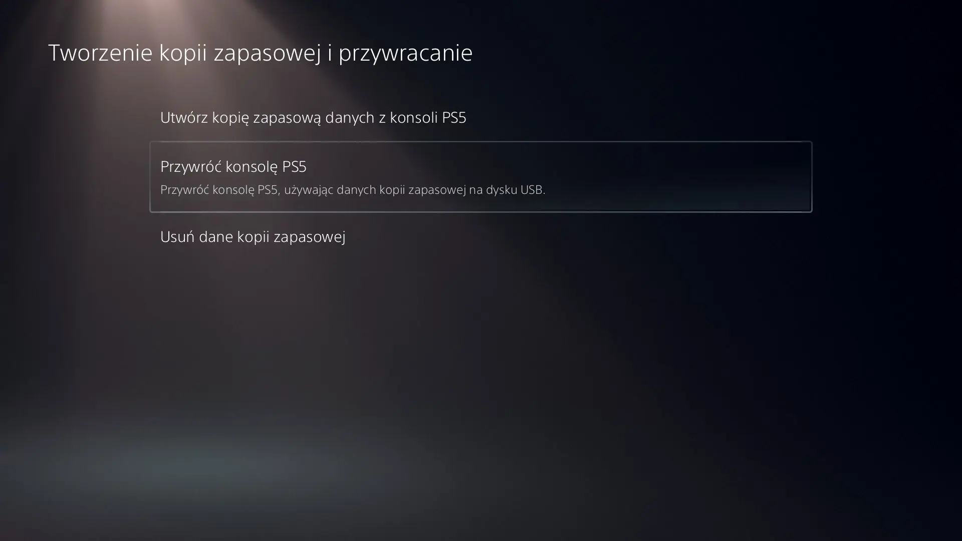 Przywróć konsolę PS5