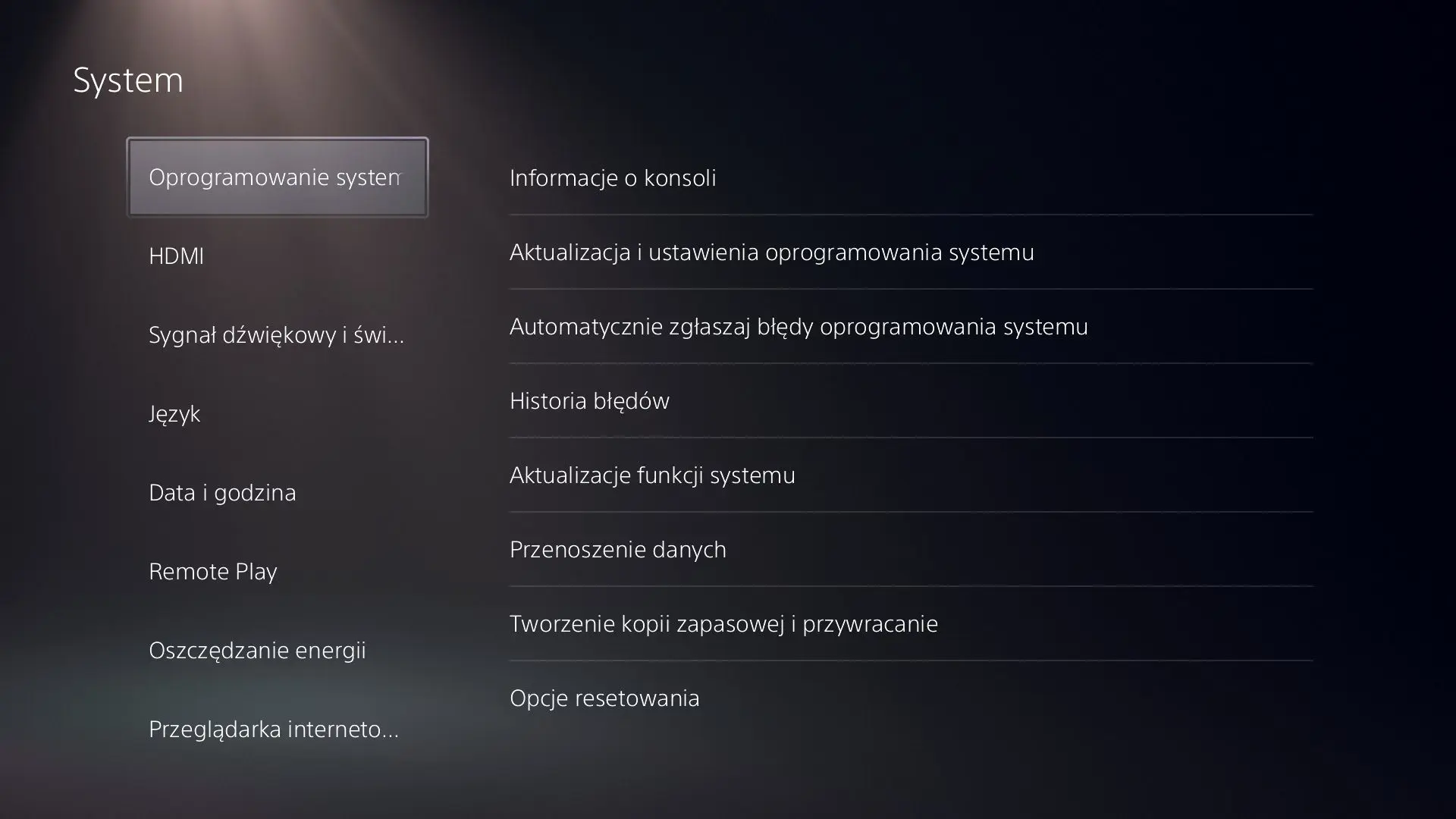 Zakładka systemu